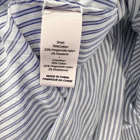Cinq a Sept Mariezehl Long Sleeve Pinstriped Ruched Poplin Top Women's size M - Picture 8 of 9